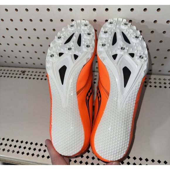 Saucony Spitfire 4 Mens Track & Field Sprint Spikes Size 11.5 Orange Black - Picture 7 of 9